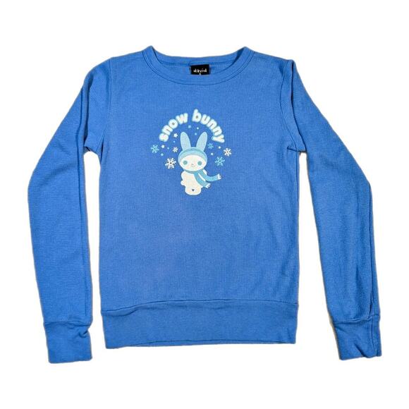 Y2K DAVID AND GOLIATH SNOW BUNNY WAFFLE KNIT SHIRT - Picture 1 of 3